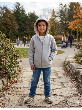 Sherpa lined Grey Zip-Up Hoodie - H&M